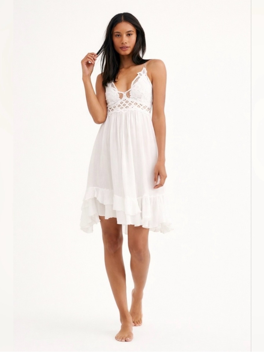 Gorgeous Free People Adella Slip Dress White Small -4 Summer/Spring
